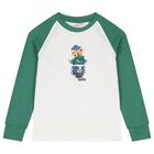 Boys White, Green & Navy Blue Teddy Bear Trouser Set, 1, hi-res
