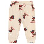 Beige & White Teddy Bear Logo Baby Bodysuit Set, 4, hi-res