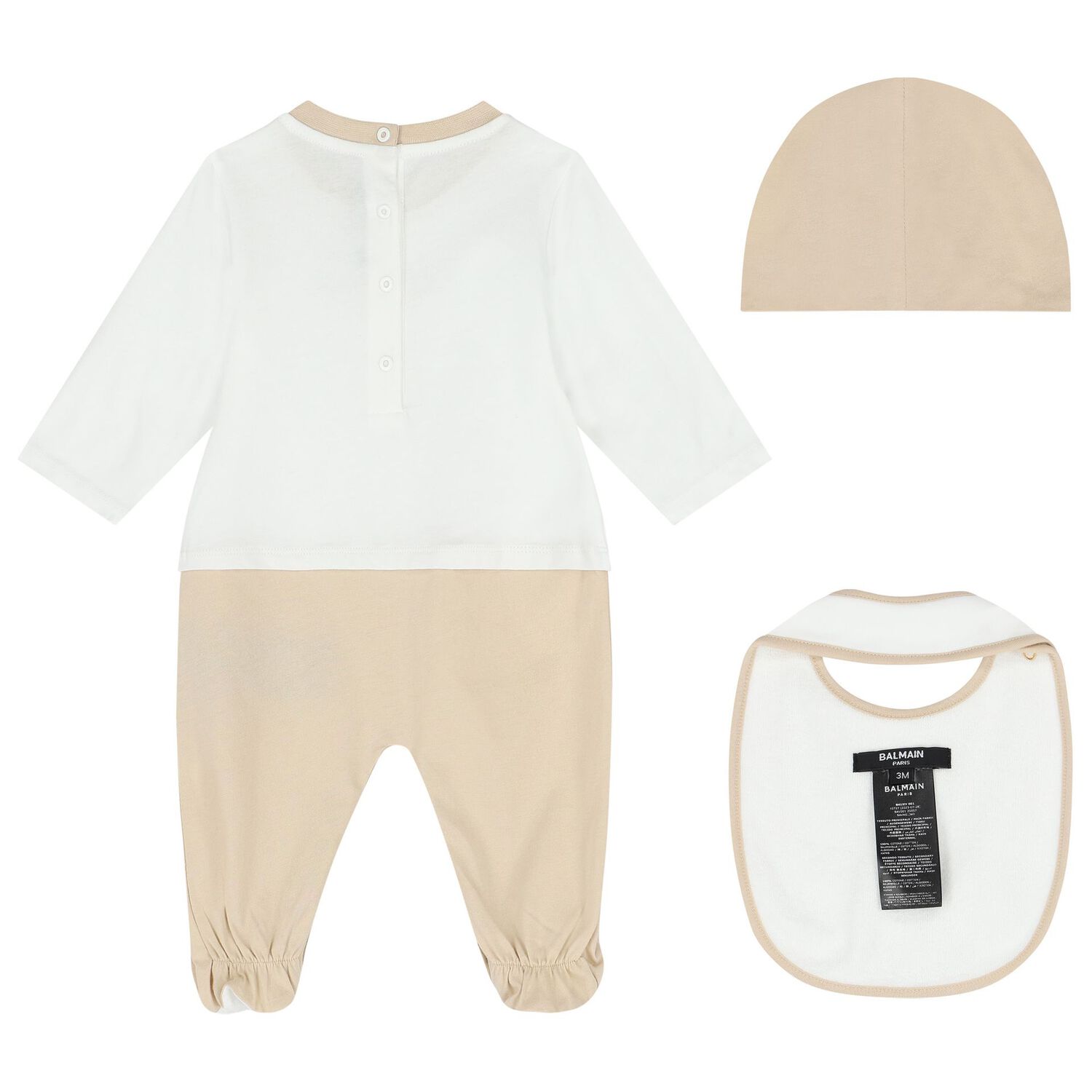 White & Beige Logo Babygrow Gift Set, 1, hi-res image number null