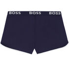 Girls Navy Blue Logo Shorts, 2, hi-res