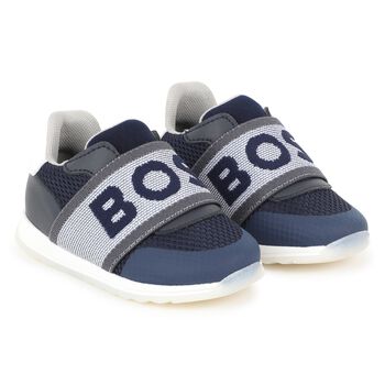 Boys Navy Blue Logo Trainers