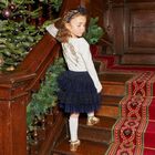 تنورة تول باللون الكحلى للبنات, 2, hi-res