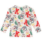 Girls White Varsity Logo Long Sleeve Top, 1, hi-res