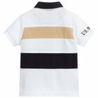 شيرت بولو ولادي مطرز باللون الابيض, 1, hi-res