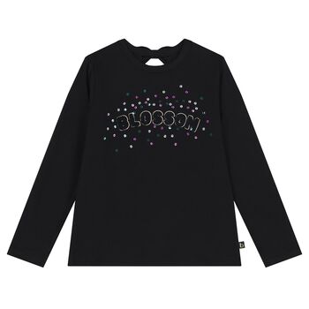 Girls Black Sequin Long Sleeve Top