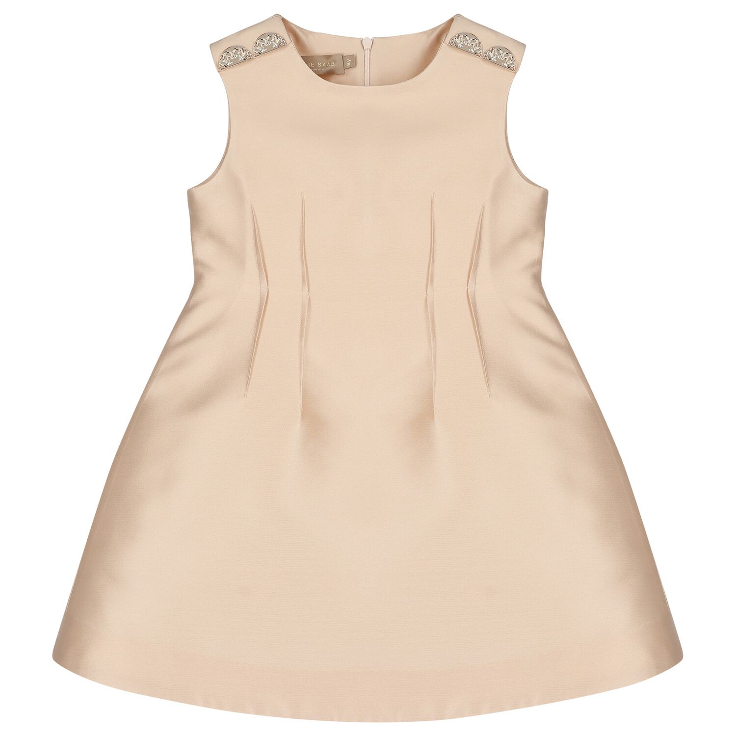 Girls Beige Satin Dress Skirt, 2, hi-res