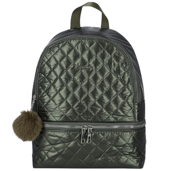 Girls Green Logo Quilted Backpack