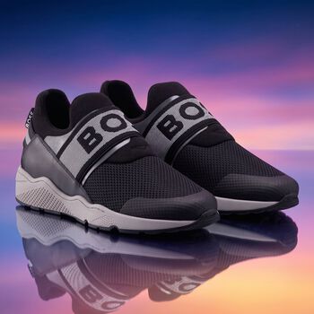 Boys Black Logo Trainers