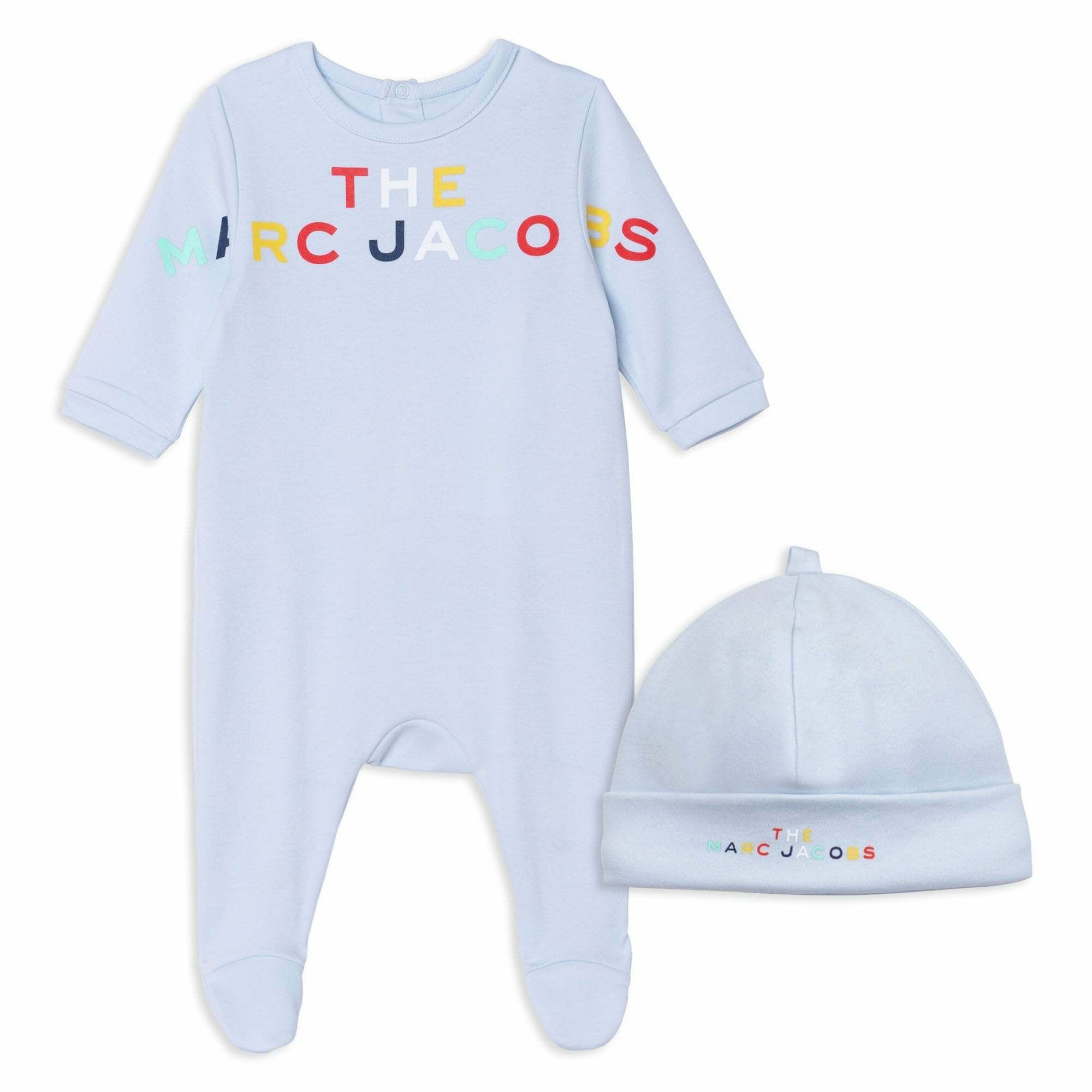 MARC JACOBS Baby Boys Blue Babygrow Hat Set Junior Couture UAE