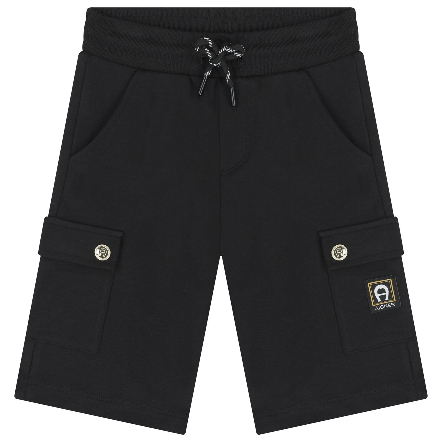 Boys Black Logo Shorts, 1, hi-res