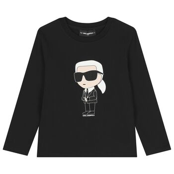 Boys Black Ikonik Karl Long Sleeve Top