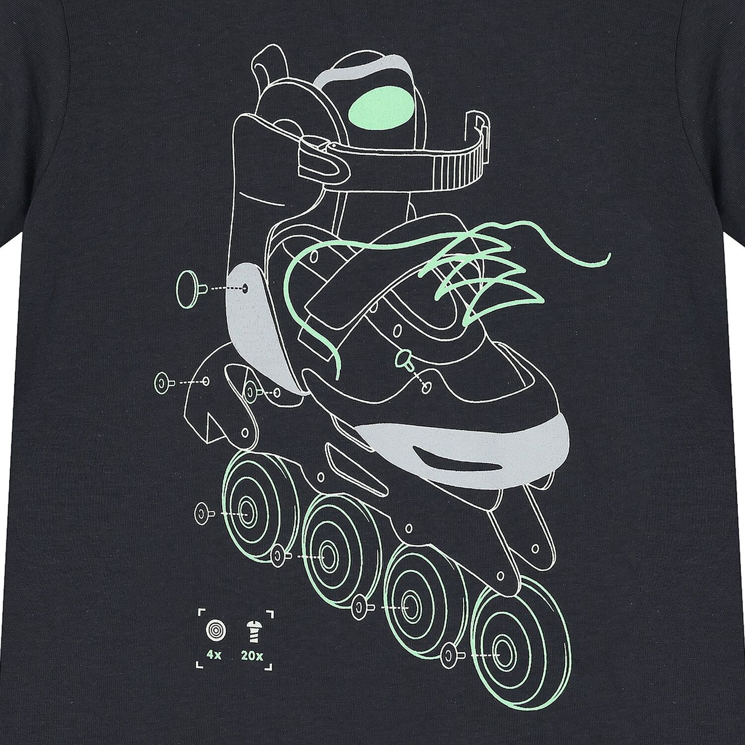 Boys Grey Roller Skates T-Shirt, 1, hi-res