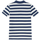 Boys Navy & White Striped Logo Polo Shirt, 1, hi-res