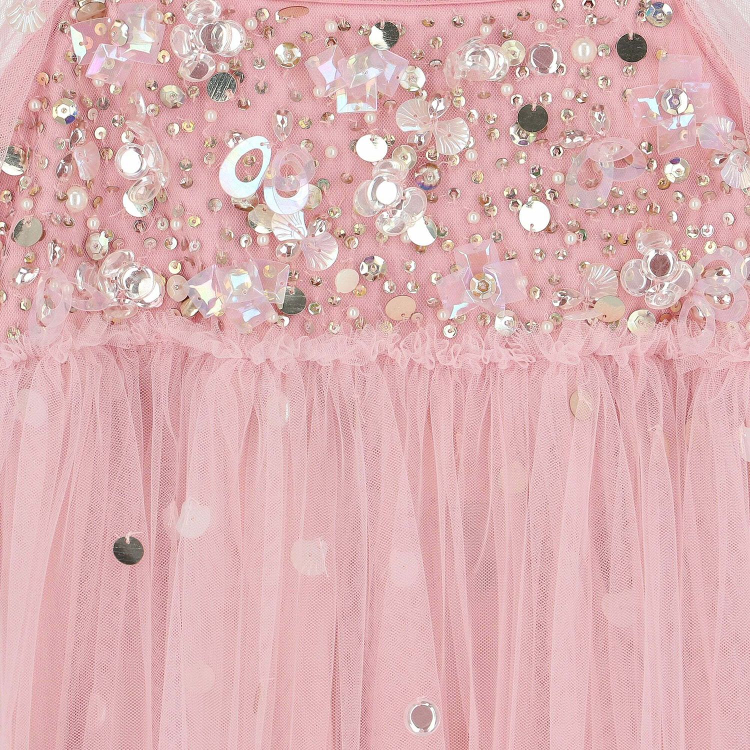 Girls Pink Embellished Tulle Dress, 1, hi-res