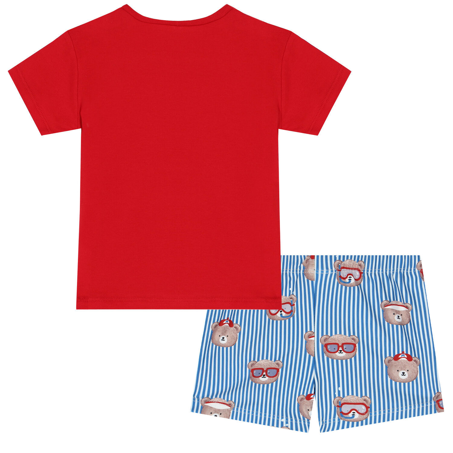 Baby Boys Red, White & Blue Teddy Shorts Set, 1, hi-res