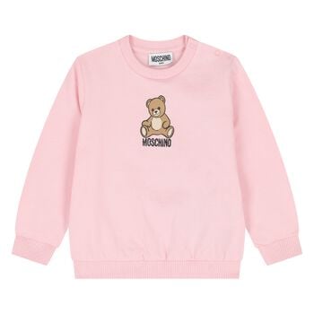 Younger Girls Pink Teddy Bear Logo Sweatshirt