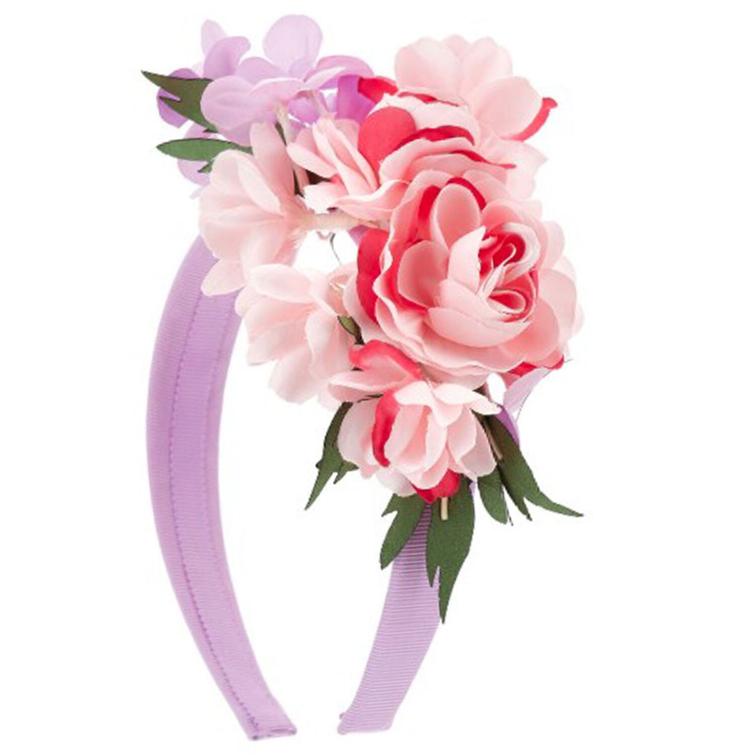 Girls Pink & Lilac Floral Headband, 1, hi-res