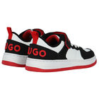 حذاء أولاد رياضي بالشعار باللون الأبيض والأسود, 1, hi-res