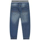 Younger Boys Blue Denim Joggers, 1, hi-res