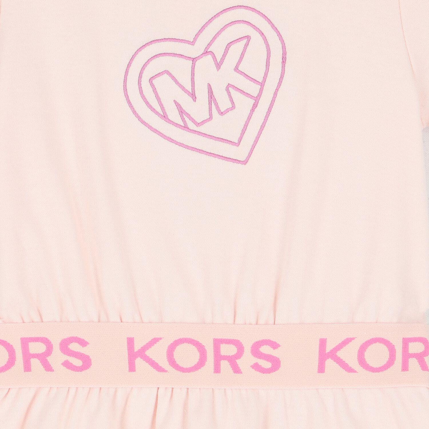 طقم بنات فستان بالشعار باللون الوردي, 1, hi-res