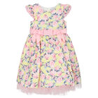 Girls Pink & Yellow Floral Dress, 1, hi-res