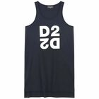 Girls Black Cotton Logo Dress, 1, hi-res