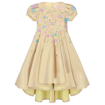 Girls Gold Embellished Sequin Dress