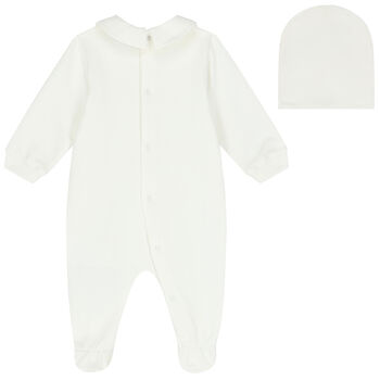 Ivory Teddy Bear Logo Babygrow Gift Set