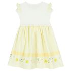 Girls Yellow & White Striped Dress, 2, hi-res