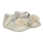 Baby Girls Gold Flower Pre Walker Shoes, 3, hi-res