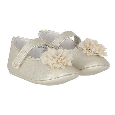 Baby Girls Gold Flower Pre Walker Shoes