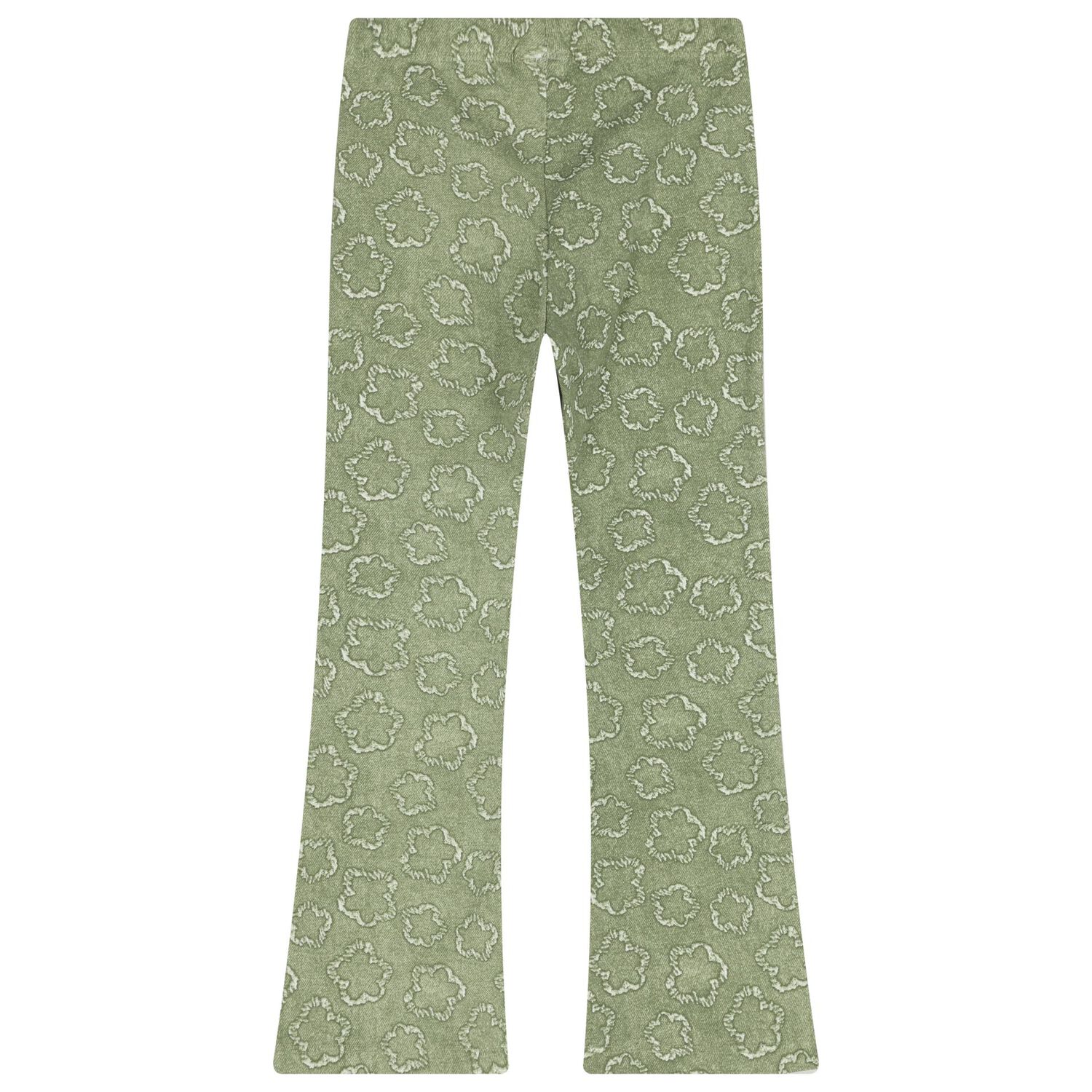 Girls Beige & Green Flower Leggings Set, 2, hi-res