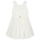Girls White 3D Rosette Dress, 1, hi-res