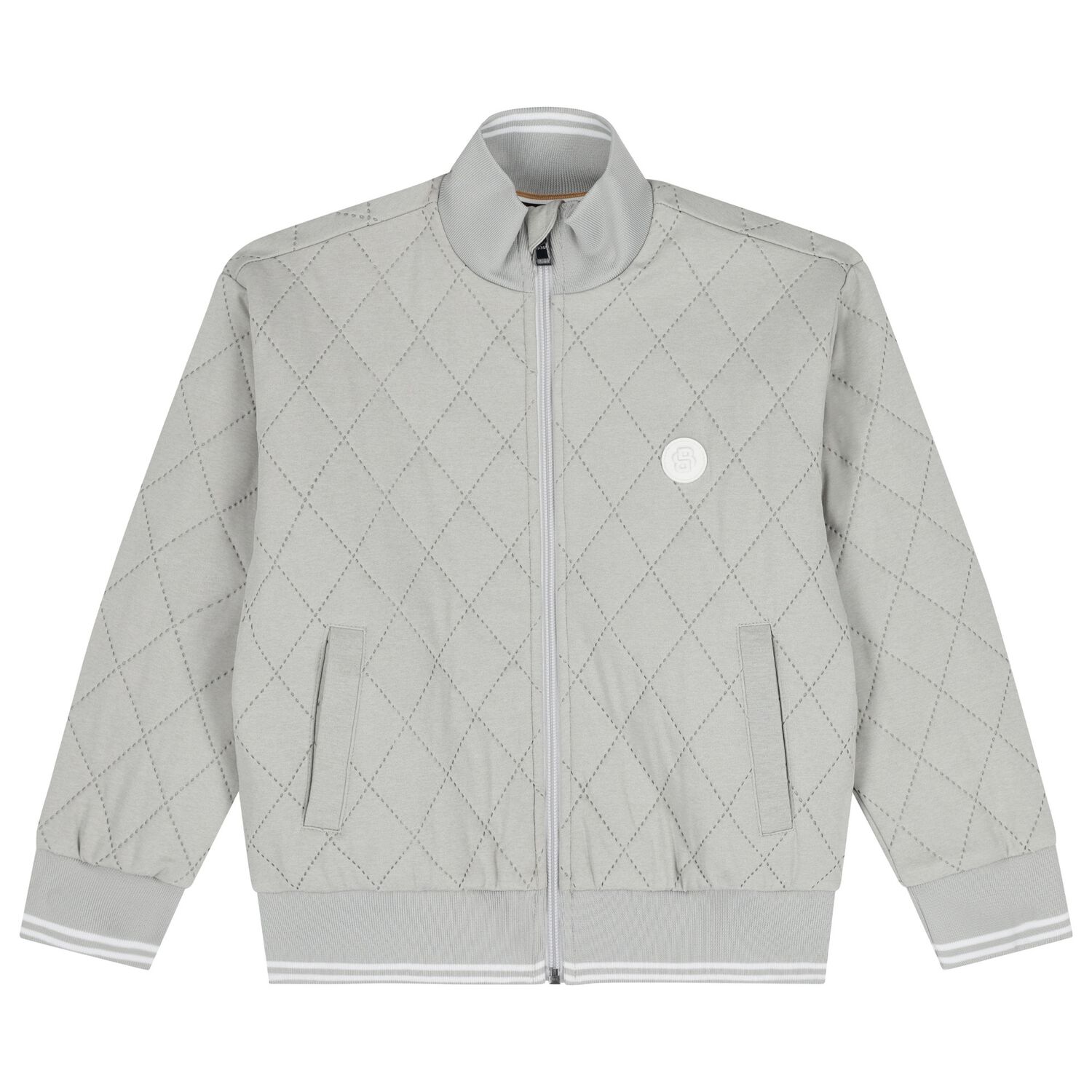 Boys Grey Logo Zip Up Top, 1, hi-res