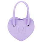 Girls Purple Leather Heart Handbag, 2, hi-res