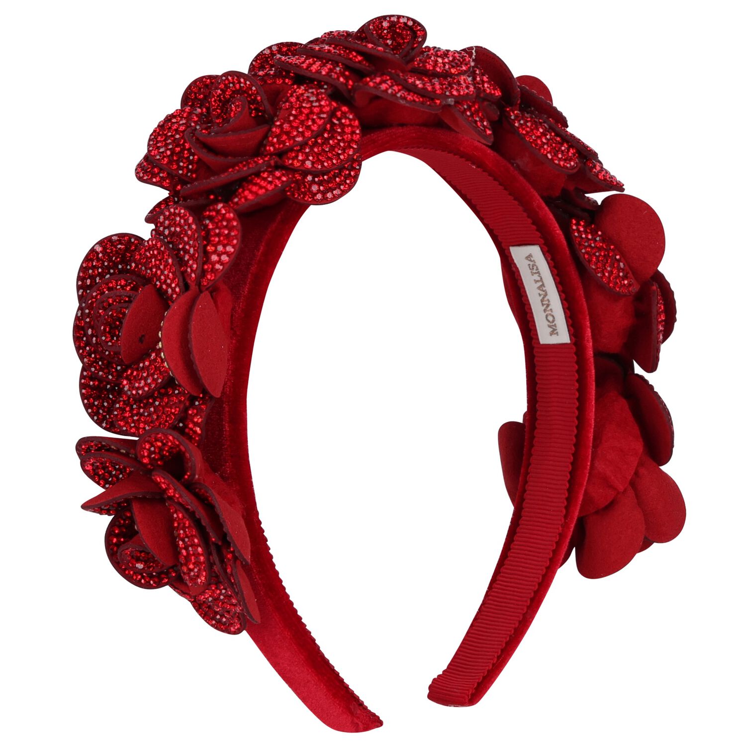 Girls Red Diamante Flower Headband, 1, hi-res
