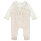 Baby Girls Ivory & Pink Romper, 1, hi-res