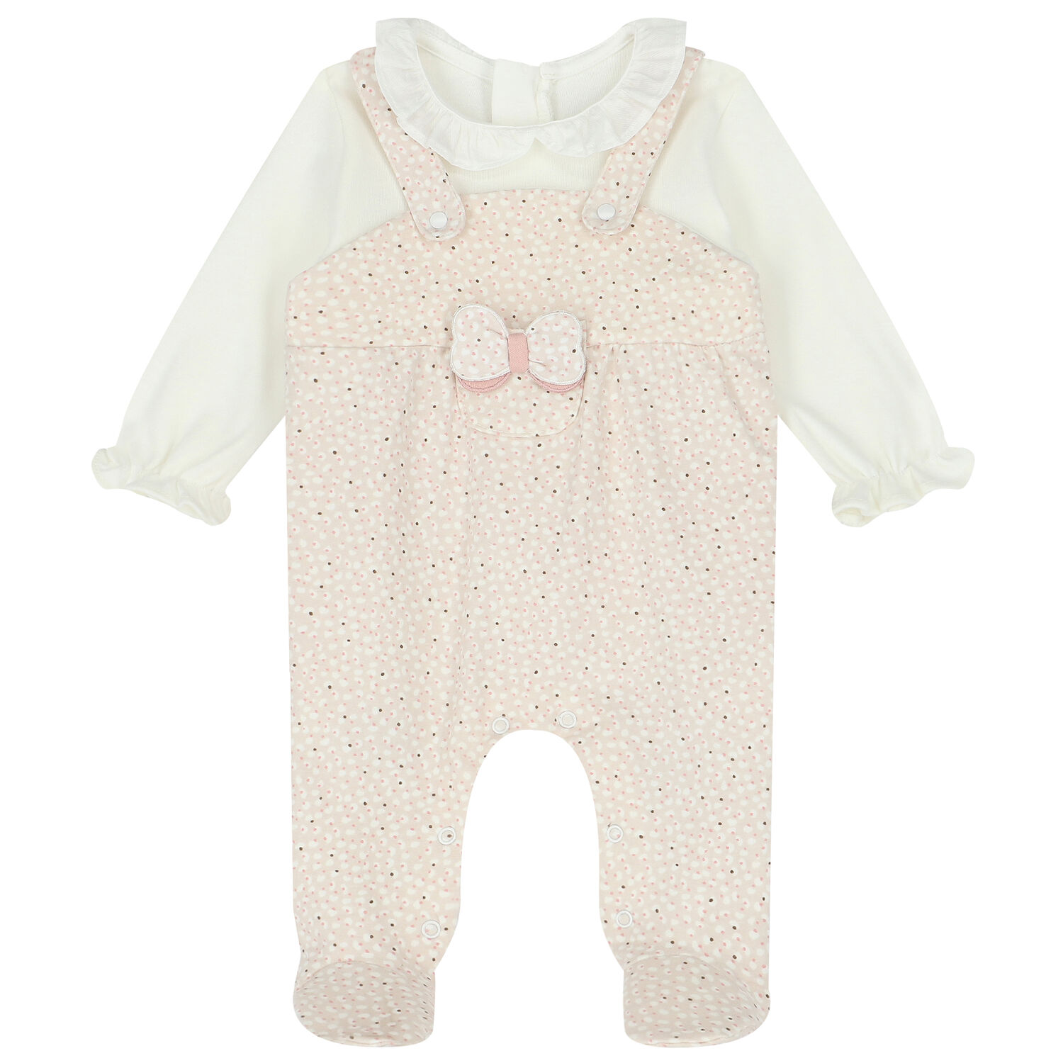 Baby Girls Ivory & Pink Romper, 1, hi-res