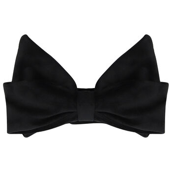 Girls Black Velvet Bow Scrunchie