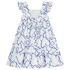 Girls White & Blue Flower Dress, 1, hi-res