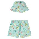 Younger Boys Aqua Swim Shorts & Reversible Hat Set, 3, hi-res