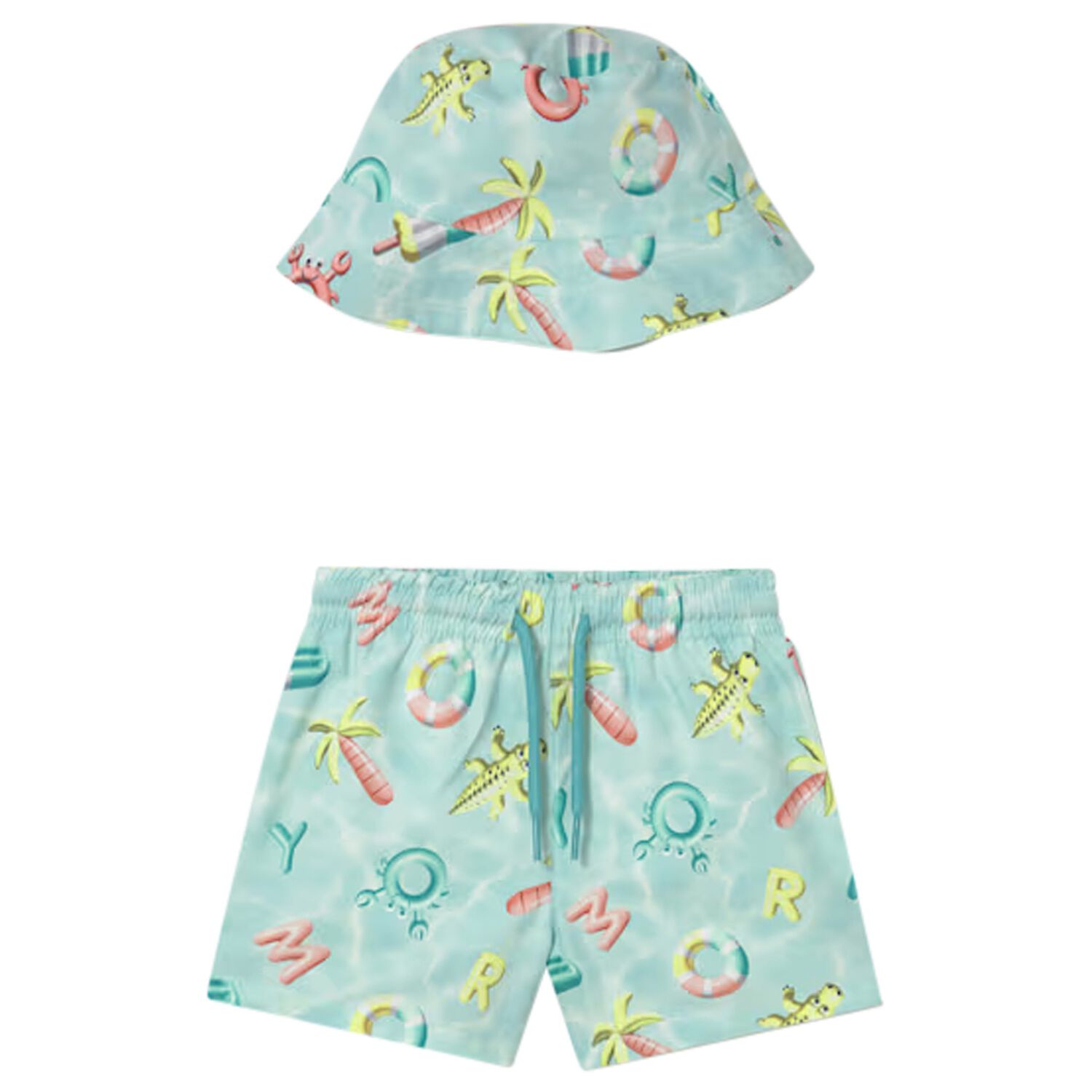 Younger Boys Aqua Swim Shorts & Reversible Hat Set, 3, hi-res