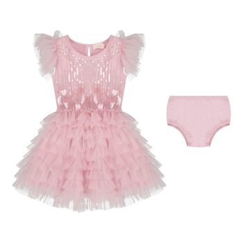 Baby Girls Pink Embellished Tulle Dress Set