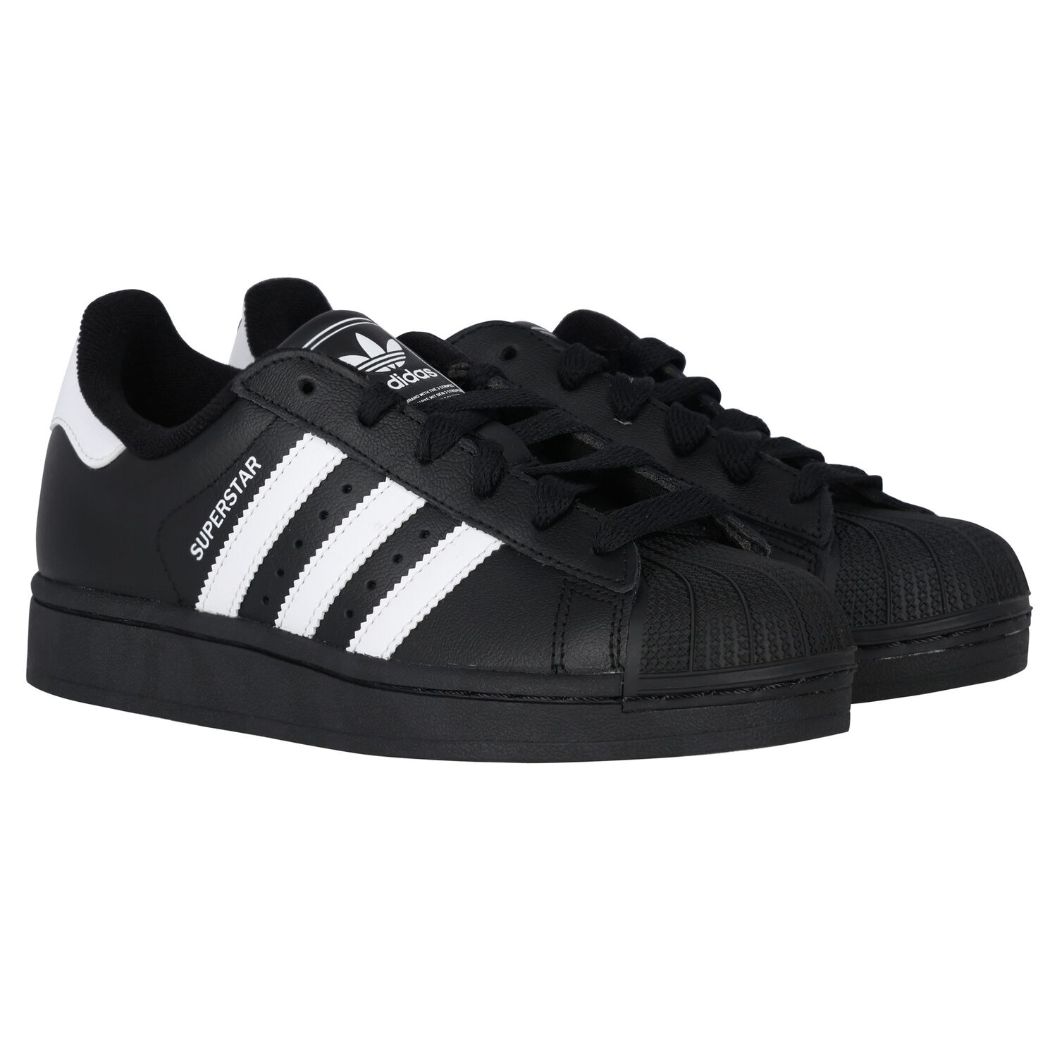 Black Logo Superstar Trainers, 1, hi-res