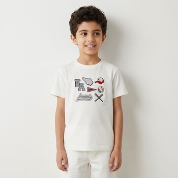Younger Boys White Logo T-Shirt