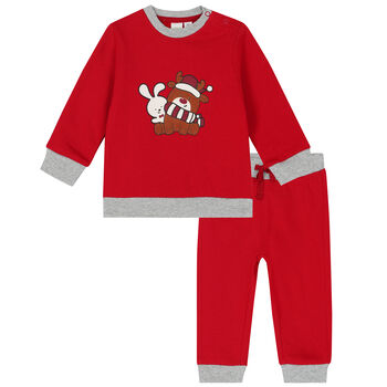 Baby Boys Red Reindeer Tracksuit