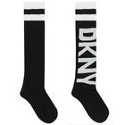 Girls Black & White Logo Socks, 1, hi-res