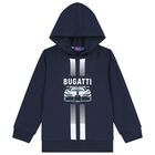 Boys Navy Blue Logo Hooded Top , 1, hi-res