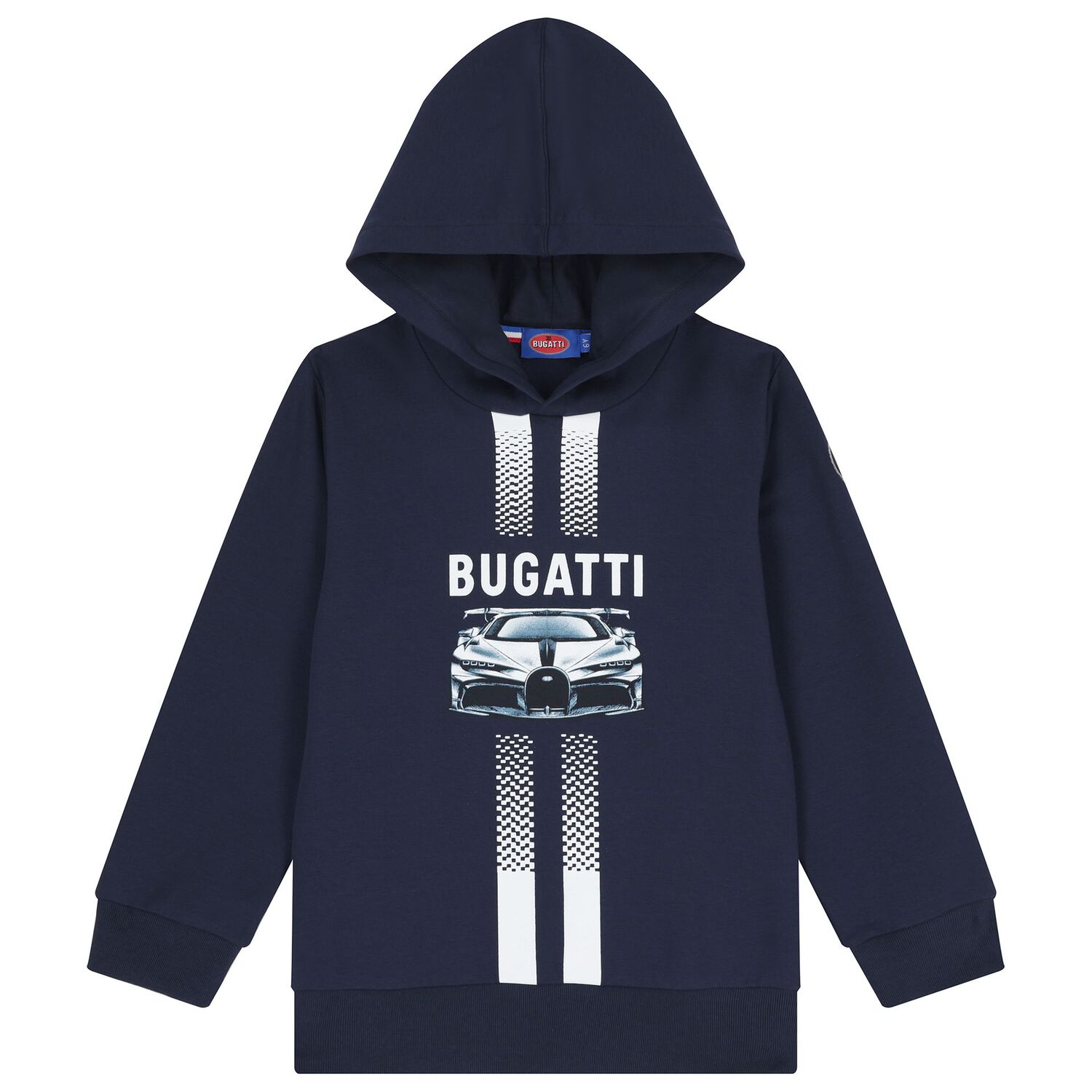 Boys Navy Blue Logo Hooded Top , 1, hi-res