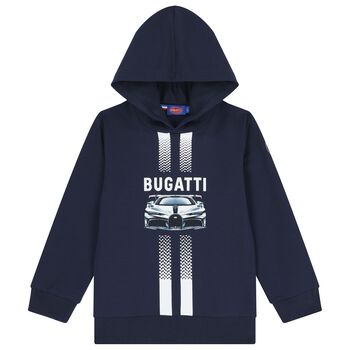 Boys Navy Blue Logo Hooded Top 